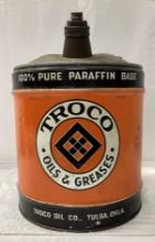 1930's TROCO 5 Gallon Oil Can Tulsa, OK