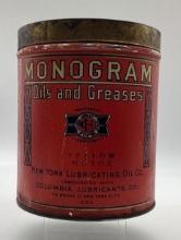 1920's Monogram 1 Pound Grease Can