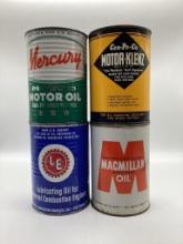 Four Metal Quart Oil Cans