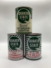 (3) Quaker State Motor Oil Quart Cans