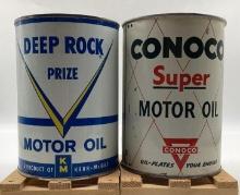 Kerr McGee and Conoco Super Quart Oil Cans