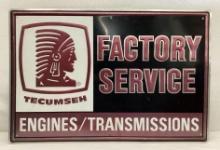 Tecumseh Factory Service Engine/Transmissions Metal Sign w/ Indian