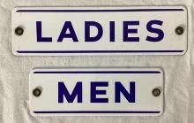 Porcelain Ladies and Men Restroom Signs