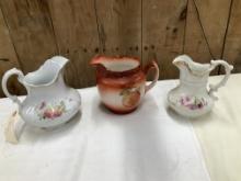 3 Antique China Water Pitchers