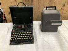 Antique Remington Portable Typewriter w/Case, Bell & Howell Projector