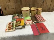 Vintage Canister Set and Cookbooks