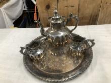 Antique Derby Silver Co. Quadruple Plate 4 piece Tea Set