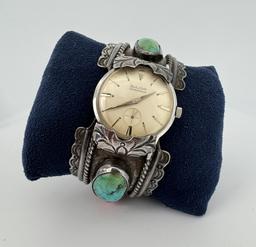 Navajo Sterling Silver Turquoise Bracelet Watch