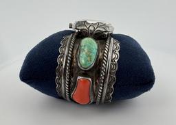 Navajo Sterling Silver Turquoise Bracelet Watch