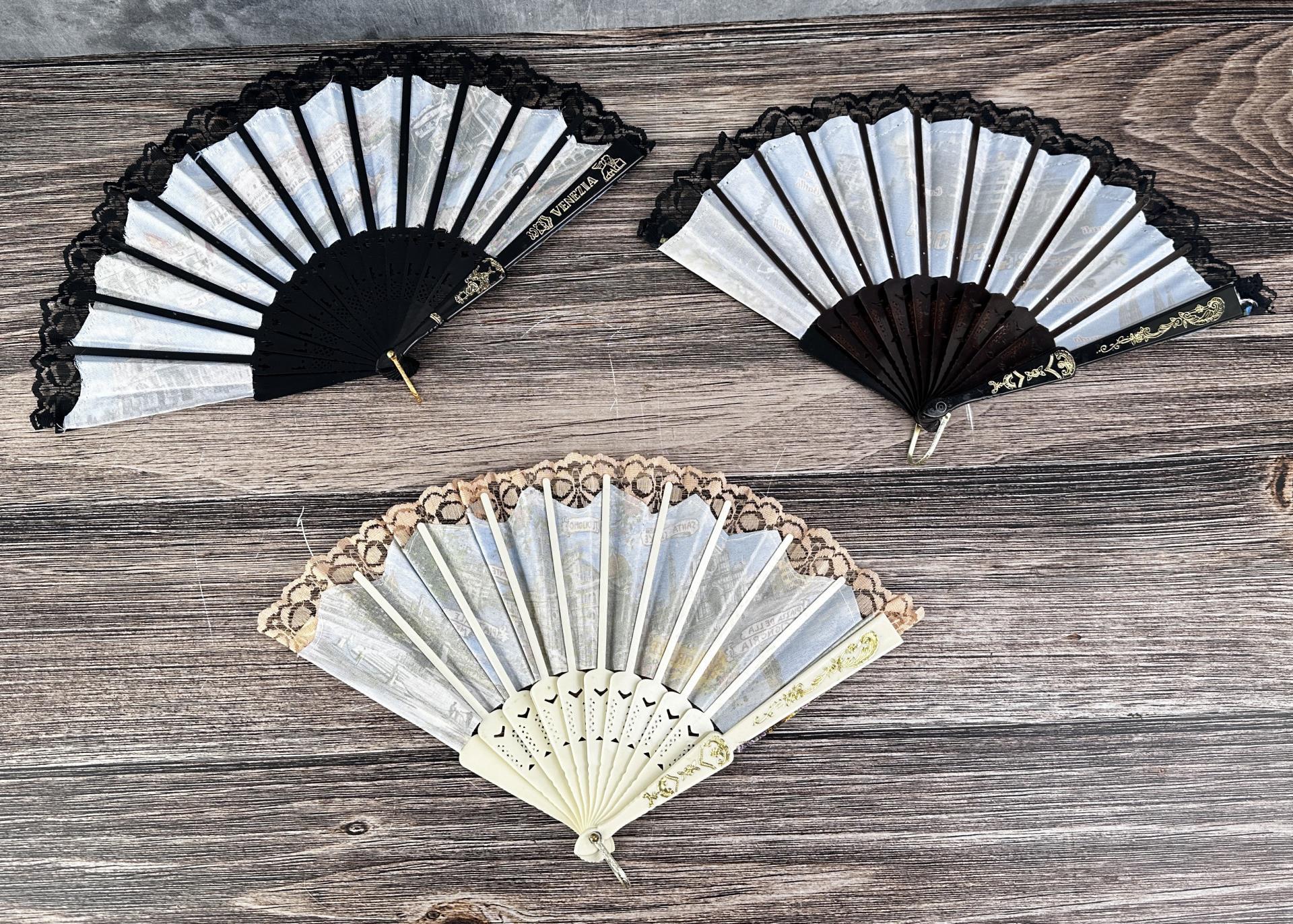 Collection of Vintage Souvenir Hand Fans