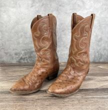 Tony Llama Ostrich Leather Cowboy Boots