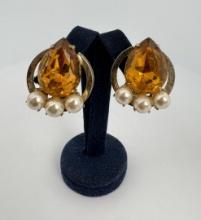 Coro Costume Jewelry Rhinestone Earrings