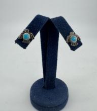 Navajo Sterling Turquoise Thunderbird Earrings