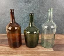 Antique Blown Glass Demi John Bottles