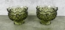 Pair of Fenton Glass Hobnail Candleholders