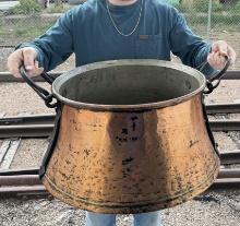 Antique Hand Hammered Copper Cauldron