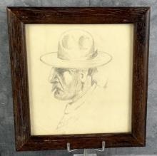 Olaf Carl Seltzer Montana Cowboy Pencil Drawing