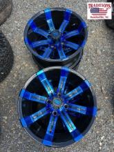 Set of 4 Spartan 14x7 Blue & Black Golf Cart