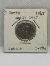 1947 Canadian 5 Cent Coin