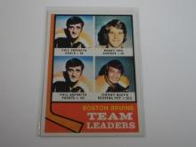 1974-75 TOPPS HOCKEY #28 BOSTON BRUINS TEAM LEADERS ESPOSITO ORR BUCYK