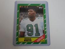 1986 TOPPS FOOTBALL REGGIE WHITE ROOKIE CARD HOF RC EAGLES