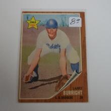 1962 TOPPS BASEBALL #348 LARRY BURRIGHT LOS ANGELES DODGERS STAR ROOKIE