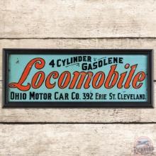 Early 4 Cylinder Gasolene Locomobile Ohio Motor Car Co. Embossed SS Tin Sign