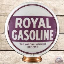 Royal Gasoline National Refining Co. 14" Complete Gill Milk Glass Gas Pump Globe