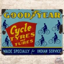Goodyear Cycle Tyres and Tubes SS Porcelain Sign w/ Bicycles