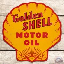 Rare Golden Shell Motor Oil Die Cut SS Tin Sign