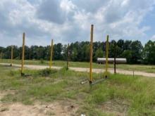 LOT: Pipe Holders with Upright Posts: 2 Base with 6 Poles. See Photo