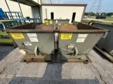 Lot of 2: Hippo Hoppers On Casters, Size: 1 Cubic Yard, Max Capacity 6,500 Lbs