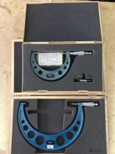 Lot of 2: (1) Mitutoyo O.D Blade Micrometer 3?-4?, (1) Fowler O.D Micrometer 8-9?.