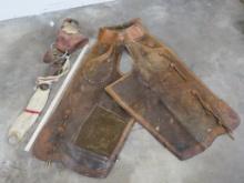Vintage (Possibly antique) Thick Leather Handmade Chaps Bareback Bull Riding Rigging COWBOY&WESTERN