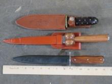 3 Knives w/2 Leather Sheaths (ONE$) KNIVES
