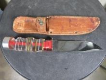 Vintage Western Knife made in Boulder, CO 5 1/8" Blade w/leather Sheath