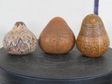 2 Intricately Hand Carved/Etched Peruvian Gourds (ONE$) PERUVIAN ART