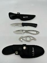 Lot of 2 Buck Knives and Bottle Opener Accessory