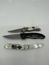 Lot of 3 Folding Harley Davidson Knives