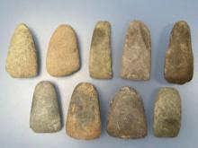 NICE LOT of 9 Celts, Smaller, Longest is 2 5/8", Mainly Found in Gloucester County, NJ