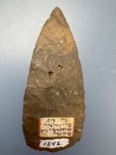 THIN 3 1/2" Onondaga Chert Meadowood Blade, Found in Burlington Co., NJ, Ex: Dorothy Middleton