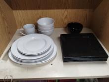 LOT OF BLACK AND WHITE DISHES