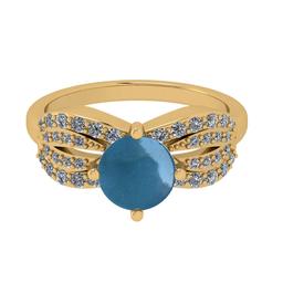 2.60 Ctw SI2/I1 Aquamarine And Diamond 14K Yellow Gold Wedding Ring