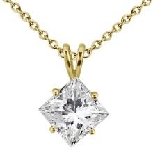 1.00ct. Princess Diamond Solitaire Pendant 14K Yellow Gold (J-K, I1-I2)