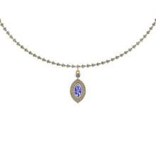 Certified 5.23 Ctw Tanzanite And Diamond SI2/I1 14K Yellow Gold Pendant Necklace