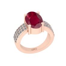 4.80 Ctw I2/I3 Ruby And Diamond 14K Rose Gold Engagement Ring