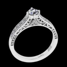 0.76 Ctw VS/SI1 Diamond 14K White Gold Engagement Filigree Ring
