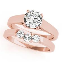 Certified 1.05 Ctw SI2/I1 Diamond 14K Rose Gold Bridal Wedding set Ring