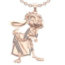 0.49 Ctw SI2/I1 Diamond 14K Rose Gold Baby Bunny Pendant Necklace