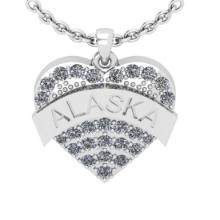 0.34 Ctw SI2/I1 Diamond 14K White Gold Express your Country/ state love ALASKA Necklace